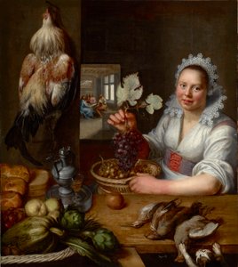 Scene de cuisine avec scene du Christ a Emmaus - Kjøkkenscene med Kristus i Emmaus, av Snyders (Snijders), Frans (1579-1657). Olje på lerret, Mellom 1615 og 1620. Dimensjon : 114,5x102 cm. Muzeul National Brukenthal, Sibiu av Frans Snyders or Snijders