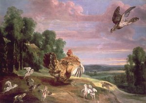 Hauken og høna av Frans Snyders or Snijders