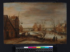 En landsby om vinteren av Frans de Momper
