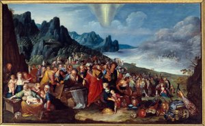 Hebreernes ankomst til det lovede land etter passasjen av Rødehavsmaleriet av Frans Francken I dit l