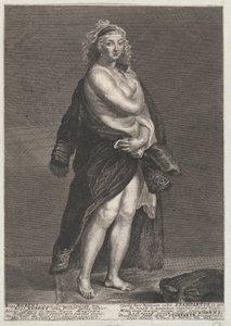 Portrett av Helena Fourment, Rubens andre kone, iført en pelsfrakk over skuldrene, 1728., 1728 av Frans van Stampart