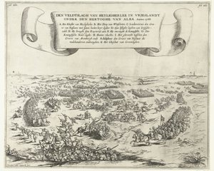 Slaget ved Heiligerlee, 1568 Slaget ved Heyligherlee i Vrieslandt under hertugen av Alba. Anno 1568 (tittel på objekt) av Frans van den Wijngaerde