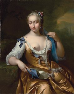 Dame i et landskap med en flue på skulderen: en allegori om berøring, 1742