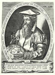 Gerardus Mercator , flamsk kartograf, geograf og kosmograf (gravering)