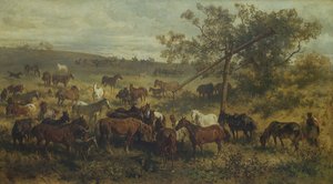 Hester ved et trau, 1800-tallet