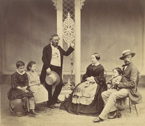 [Gruppeportrett av seks personer], 1850-60-tallet.