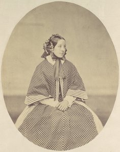 [Ung kvinne i prikket kjole], 1850-60-tallet.