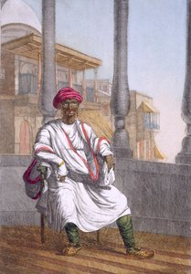 Landeier, hindu av høy klasse, fra 'The Hindus, or the Description of their Manners, Costumes and Ceremonies', ca. 1808-12 (farget etsning)