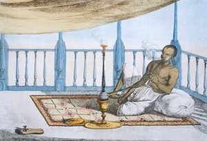 Mann som røyker en vannpipe med hasj eller opium, fra 