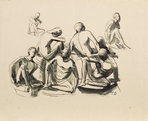 Sju sittende ungdommer av Franz Barwig d. Ä.
