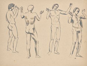 Fire skisser til foredragsholderen av Franz Barwig d. Ä.