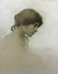 Head of a Girl (blyant og kritt på papir)