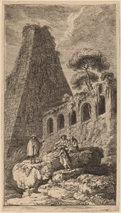 Pyramiden i Sesto nær portene til St. Pauli i Roma av Franz Edmund Weirotter