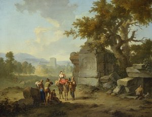 Rustikk landskap med reisende (en av et par)