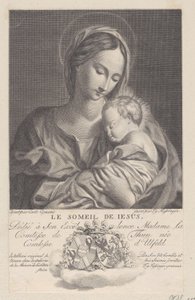 Jomfru og barn, med Kristusbarnet som sover i armene hennes Le Someil de Jesus, 1743-1807. av Franz Gabriel Fiessinger