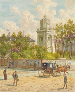 Währinger Strasse i Wien (med tårnet til Ferdinands akvedukt) av Franz Gerasch