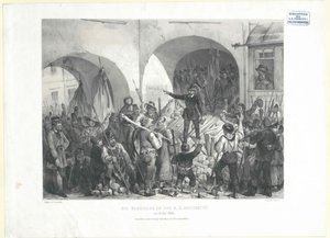Barrikaden ved KK-universitetet 26. mai 1848 (litografi)