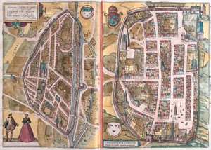 Chartres og Chateaudun, Frankrike (gravering av Franz Hogenberg