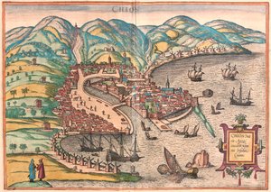 Chios eller Chio, Hellas (gravering av Franz Hogenberg