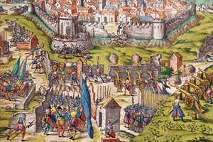 Condes hær beleiret Chartres, mars 1568, gravering av Franz Hogenberg (1535-1590), Frankrike av Franz Hogenberg