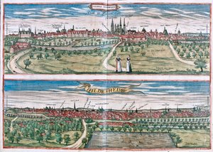 Halle (Salle), Tyskland (Engirving av Franz Hogenberg
