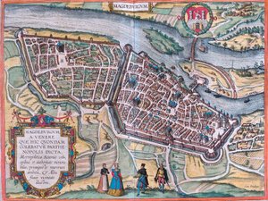 Magdeburg-planen (Magdeburgum), Tyskland (radering av Franz Hogenberg