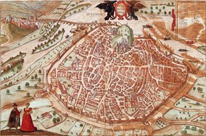 Kart over Avignon - Frankrike (gravering av Franz Hogenberg