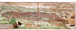 Kart over Barcelona - Spania (gravering av Franz Hogenberg
