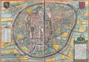Kart over Bruxelles (Bruxella), Belgia (radering av Franz Hogenberg