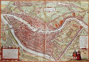 Kart over Lyon - Frankrike (gravering