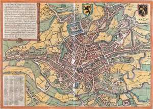 Plan for Ghent (Gandauum), Belgia (radering av Franz Hogenberg