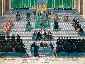 Sesjon av generalstater i Orleans, januar 1561, gravering av Franz Hogenberg (1535-1590), Frankrike av Franz Hogenberg