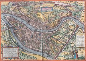 Utsikt over Lyon (Lugdunum), Frankrike (radering av Franz Hogenberg