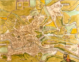 Utsikt over Roma (Romae), Italia (radering av Franz Hogenberg