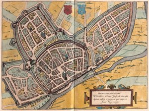 Wesel i Nordrhein-Westfalen, Tyskland (gravering av Franz Hogenberg