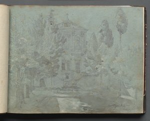 Album med utsikt over Roma og omgivelsene, landskapsstudier, side 05a: Saint Isidoro. av Franz Johann Heinrich Nadorp
