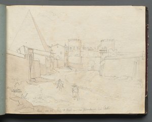 Album med utsikt over Roma og omgivelsene, landskapsstudier, side 06a: Rome von der Porta.... av Franz Johann Heinrich Nadorp
