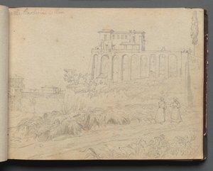 Album med utsikt over Roma og omgivelsene, landskapsstudier, side 07a: Villla Barberini i Roma.