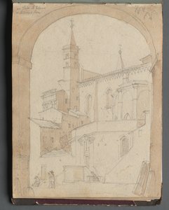 Album med utsikt over Roma og omgivelsene, landskapsstudier, side 18a: Saint John Lateran, Roma. av Franz Johann Heinrich Nadorp