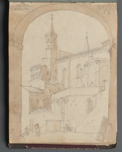 Album med utsikt over Roma og omgivelsene, landskapsstudier, side 18a: Saint John Lateran, Roma av Franz Johann Heinrich Nadorp