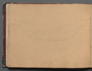 Album med utsikt over Roma og omegn, landskapsstudier, side 19b: Skisse av en båt. av Franz Johann Heinrich Nadorp