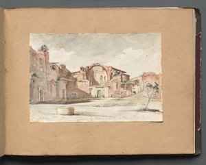 Album med utsikt over Roma og omgivelsene, landskapsstudier, side 22a: "Terme di Diocleziano, Roma"
