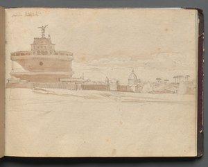 Album med utsikt over Roma og omgivelsene, landskapsstudier, side 23a: Castle Saint Angelo, Roma. av Franz Johann Heinrich Nadorp