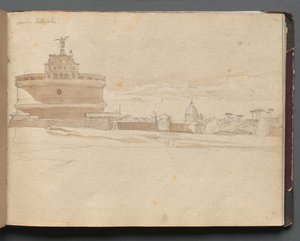 Album med utsikt over Roma og omgivelsene, landskapsstudier, side 23a: Castle St Angelo, Roma av Franz Johann Heinrich Nadorp