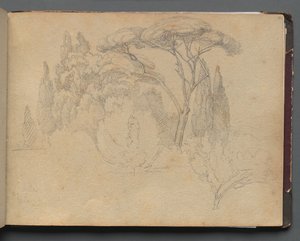 Album med utsikt over Roma og omegn, Landskapsstudier, side 29a: Landskapsstudie. av Franz Johann Heinrich Nadorp