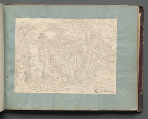 Album med utsikt over Roma og omegn, landskapsstudier, side 36a: Romersk utsikt av Franz Johann Heinrich Nadorp