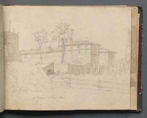 Album med utsikt over Roma og omegn, landskapsstudier, side 38a: :St. Giovanni og Paolo.... av Franz Johann Heinrich Nadorp