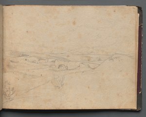 Album med utsikt over Roma og omegn, landskapsstudier, side 40a: Romersk landskap. av Franz Johann Heinrich Nadorp