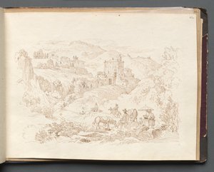 Album med utsikt over Roma og omegn, landskapsstudier, side 43a: Romersk landskap. av Franz Johann Heinrich Nadorp