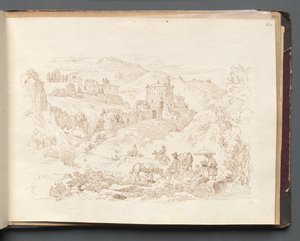 Album med utsikt over Roma og omegn, landskapsstudier, side 43a: Romersk landskap av Franz Johann Heinrich Nadorp